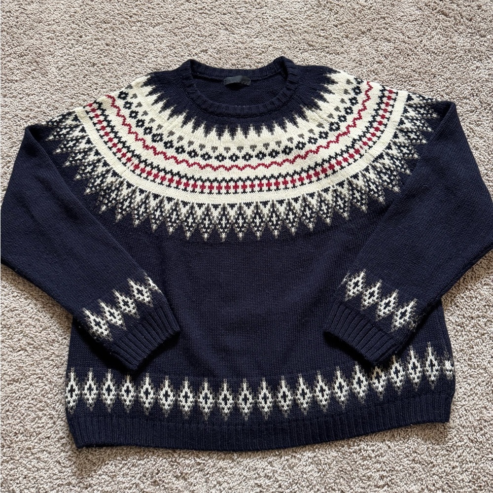 ASOS Fair Isle Navy Textured Knit Sweater